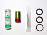 Complete battery kit for Shearwater Perdix AI dive computer and transmitter – includes replacement battery, O-ring, and lubricant for maintenance